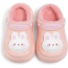 Casazoe Toddler Fur Lined Clogs Boys Girls Winter Warm Slip On Shoes Fleece Lining House Slippers Cartoon Lightweight Outdoor Indoor Home Shoes