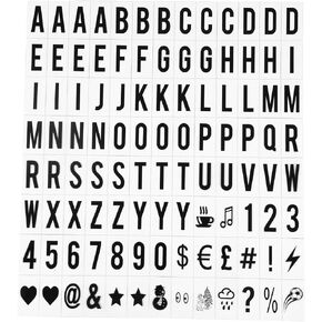 104Pcs Black Cinematic Lightbox Replacement Letters & Numbers Signs Black for A4 Light Up Letter Box Sign Message Board, Presentation Boards 65.4x35mm (LED Light Box is NOT Included!!)