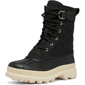 SOREL Women's Caribou Royal Waterproof Boot - Black, Chalk - 10