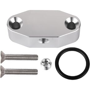 LS 1/8 NPT 90 Degree Turbo Oil Feed Line Adapter Oil Supply Port Plate Silver
