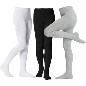 Zando 3 Pack Girls Tights for Kids Cable Knit Tights Cotton Winter Warm Leggings Stockings for Girls Pantyhose 4-12T