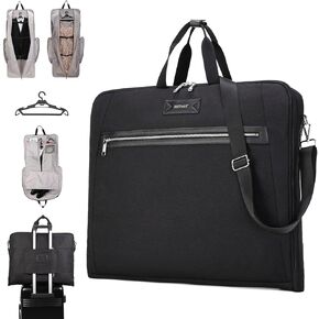 BE SMART Waterproof Garment Bag for Travel, Large Carry on Garment Bags with 1 Coat Hanger Up to 3 Suits, Hanging Suit Luggage Bag for Men Women, Wrinkle Free Suit Cover for Shirt Dress Coat, Black
