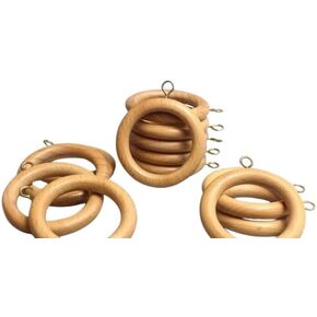 Wooden Curtain Beige Drapery Handmade Durable Rod Rings for 1-1.5 Inch Rod Pole, 1.25 Inch Inner Diameter, Natural Beechwood Ring Hook, Stylish Smooth Gliding and Easy to Install (12 Pack)