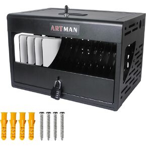 16 Bay Charging Cabinet for Laptop Locking Charging Cart for Chromebook Lock Box Fits 14'' Screensize 1.2'' Thick Tablets Steel Black in Kuwait