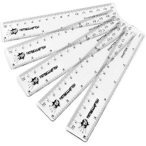 6 Inch / 15cm Transparent Rulers - Shatter Resistant - Pack of 5 - Clear