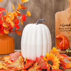Dandat 1 Pcs Halloween Thanksgiving Fall Large White Foam Pumpkins 8.7 Inch Jumbo Foam Pumpkin Decorations Giant White Fake Artificial Pumpkin Decor for Pumpkin Crafts to Paint