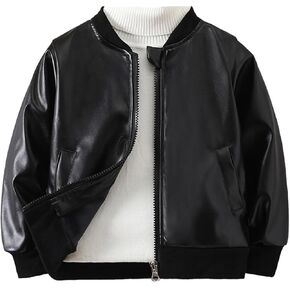 Toddler Kids Boys Jackets Motorcycle Faux Leather Coats Fall Winter Outerwear Coat