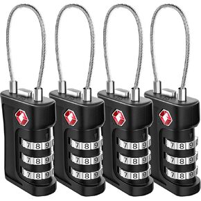LUGGEX TSA Locks for Luggage with Zinc Alloy Body, 4-Digit Easy Read Luggage Locks TSA Approved, Suitcase Lock with Alert Indicator (Black, 2 Pack)