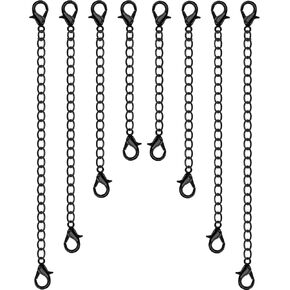 8 Pcs Black Extension for Necklace, 4 Size Jewelry Extenders Necklace Chain Extender Extension Chain for Jewelry Making Necklace Bracelet Anklet for Women Girls