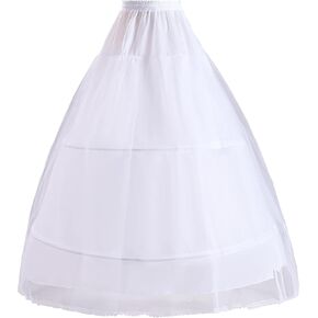 Women Crinoline Petticoat A-line 2 Hoop Long Underskirt Wedding Ball Gown Petticoat Crinoline White