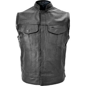 سترة جلدية سوداء 1205 من جلد الولايات المتحدة الأمريكية مع جيب مسدس للرجال - جلد البقر الأصلي الحقيقي in Kuwait