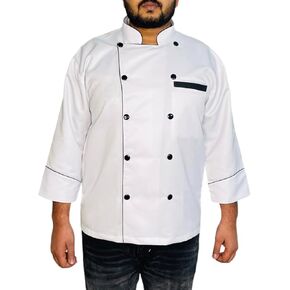 Unisex Chef Coat Kitchen Long Sleeve Chef Jacket for Men and Women, Black