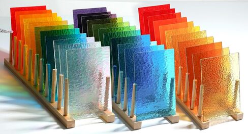Lanyani 26 Sheets Transparent Stained Glass Sheets Packs for Art Crafts, Textured Bright Color Variety Translucent Cathedral Art Glass Sheets for Mosaic Glass DIY Projects, 4x6 inches in Saudi Arabia
