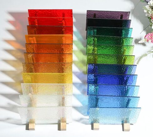 Lanyani 26 Sheets Transparent Stained Glass Sheets Packs for Art Crafts, Textured Bright Color Variety Translucent Cathedral Art Glass Sheets for Mosaic Glass DIY Projects, 4x6 inches in Saudi Arabia