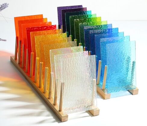 Lanyani 26 Sheets Transparent Stained Glass Sheets Packs for Art Crafts, Textured Bright Color Variety Translucent Cathedral Art Glass Sheets for Mosaic Glass DIY Projects, 4x6 inches in Saudi Arabia