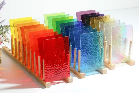 Lanyani 26 Sheets Transparent Stained Glass Sheets Packs for Art Crafts, Textured Bright Color Variety Translucent Cathedral Art Glass Sheets for Mosaic Glass DIY Projects, 4x6 inches in Saudi Arabia