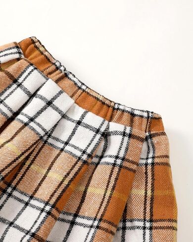 Little Girls Clothes Winter Fall Outfit Casual Long Sleeve Dress Ruffle Shirt Girl Plaid Skirt Set Cute Dresses for Kids in Kuwait
