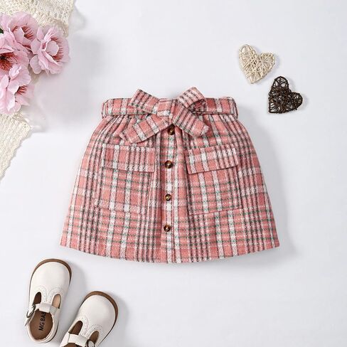 Girl Fall Outfits Long Sleeve Cute T-Shirt Tops+Plaid Skirts Set Winter Clothes 2-9T in Saudi Arabia