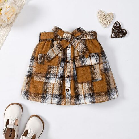 Girl Fall Outfits Long Sleeve Cute T-Shirt Tops+Plaid Skirts Set Winter Clothes 2-9T in Saudi Arabia