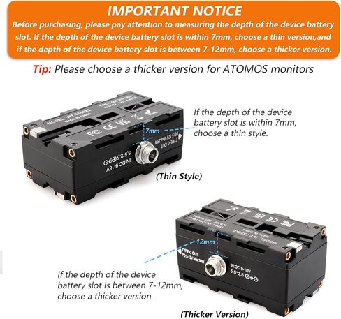 D-Tap to Double-Sided NP-F550/970/570 Dummy Battery Power Adapter. | Compatible for LED Light, Feelworld,Atomos Ninja/Shinobi Monitor, Hollyland Wireless Video Transmission(Thicker version) in Saudi Arabia