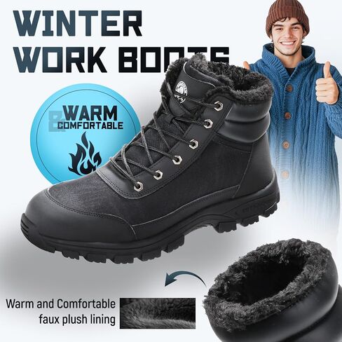 ANGRYRAM Steel Toe Boots for Men Women Waterproof Winter Work Boots Slip Resistant Snow Safety Boots Indestructible Construction Boots in Saudi Arabia