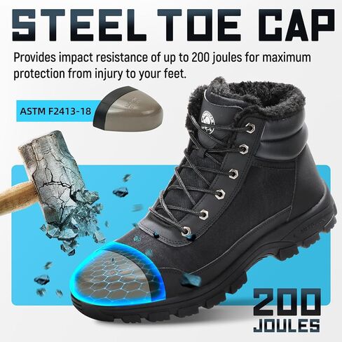 ANGRYRAM Steel Toe Boots for Men Women Waterproof Winter Work Boots Slip Resistant Snow Safety Boots Indestructible Construction Boots in Saudi Arabia