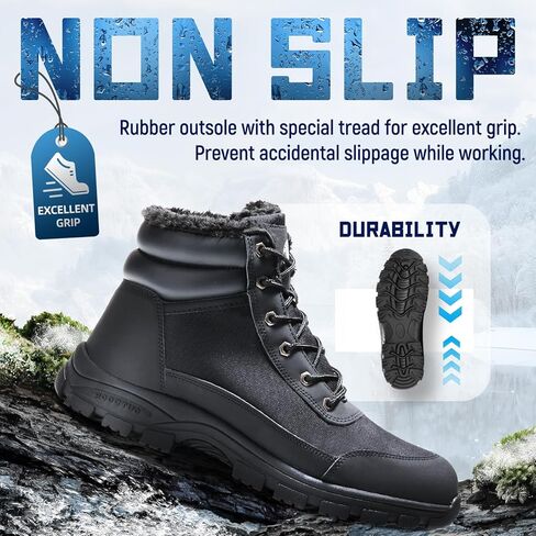 ANGRYRAM Steel Toe Boots for Men Women Waterproof Winter Work Boots Slip Resistant Snow Safety Boots Indestructible Construction Boots in Saudi Arabia