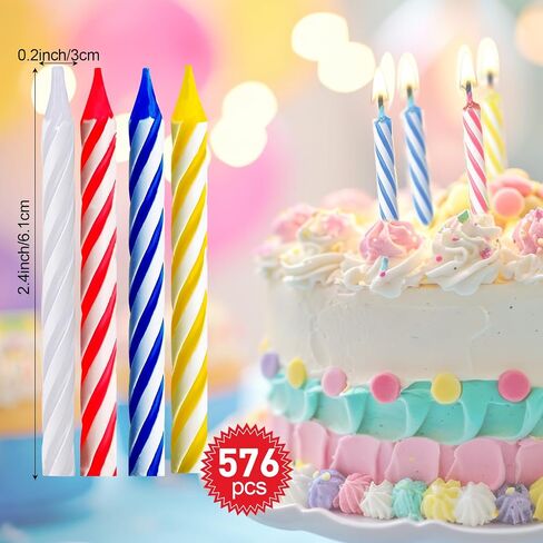MTLEE Spiral Birthday Candles Colorful Cake Candles Paraffin Candles for Cake Celebrating Birthday Cake Candles Birthday Cake Decorations for Birthday Holiday Party(1 Color,288 Pcs) in Saudi Arabia