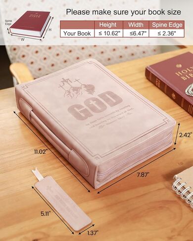 غطاء جلدي للكتاب المقدس بمقبض ناعم، غطاء كبير لحقيبة حمل كتاب الكتاب المقدس (مع إشارة مرجعية رائعة)، حقيبة الكتاب المقدس للكنيسة كهدية للنساء والرجال والفتيات والصبي (بني داكن + طباعة) in Kuwait
