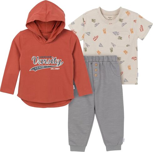 Gerber boys Toddler Boys' 3-piece Top, Hooded Top and Jogger Set in Kuwait