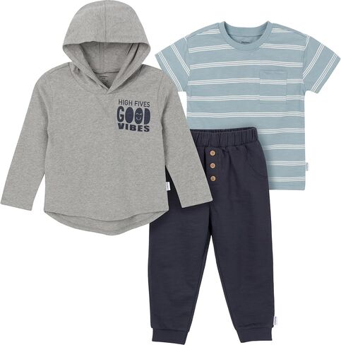 Gerber boys Toddler Boys' 3-piece Top, Hooded Top and Jogger Set in Kuwait