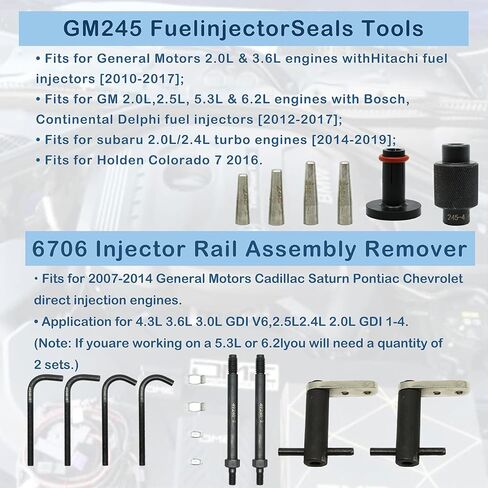 مزيل تجميع قضيب حاقن الوقود 6706 وأدوات أختام حاقن الوقود GM245 المتوافقة مع محركات جنرال موتورز in Kuwait