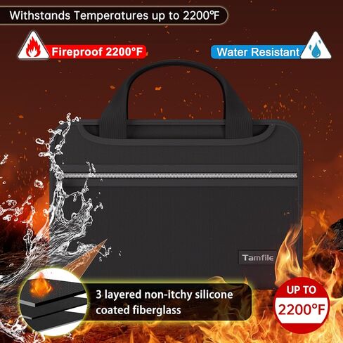 Tamfile Fireproof Accordion File Organizer with Handle, File Folder with 3 Ring Binder, 13 Pocket Expanding File Folder with Zipper & Labels, Multi Pockets Paper Organizer Folder for Letter A4 Files in Kuwait