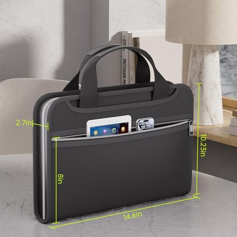 Tamfile Fireproof Accordion File Organizer with Handle, File Folder with 3 Ring Binder, 13 Pocket Expanding File Folder with Zipper & Labels, Multi Pockets Paper Organizer Folder for Letter A4 Files in Kuwait