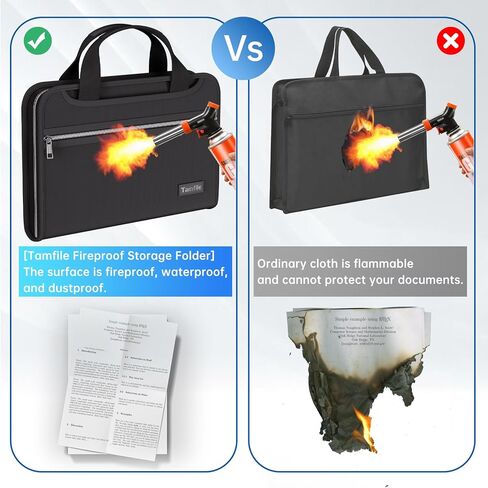 Tamfile Fireproof Accordion File Organizer with Handle, File Folder with 3 Ring Binder, 13 Pocket Expanding File Folder with Zipper & Labels, Multi Pockets Paper Organizer Folder for Letter A4 Files in Kuwait