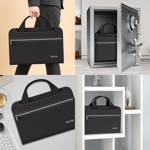 Tamfile Fireproof Accordion File Organizer with Handle, File Folder with 3 Ring Binder, 13 Pocket Expanding File Folder with Zipper & Labels, Multi Pockets Paper Organizer Folder for Letter A4 Files in Kuwait