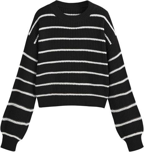 CIDER Striped Knit Round Neckline Long Sleeve Top in Saudi Arabia