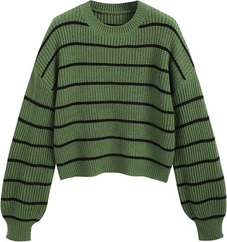 CIDER Striped Knit Round Neckline Long Sleeve Top in Saudi Arabia