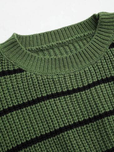 CIDER Striped Knit Round Neckline Long Sleeve Top in Saudi Arabia