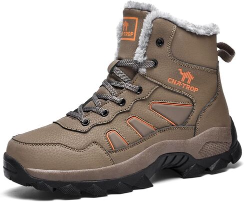 PURCHAWEE Men's Winter Warm Leather Snow Boots,Good Arch Non-slip Hiking Outdoor Camping Trekking Backpacking Shoes Cotton Shoes in Saudi Arabia