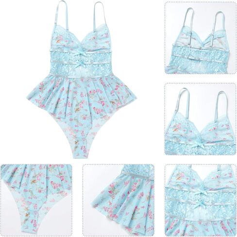 FYMNSI ملابس داخلية نسائية مثيرة شفافة دانتيل زهري فستان بيبي دول صغير قطعة واحدة تيدي بدلة العروس ملابس نوم ملابس نوم in Kuwait