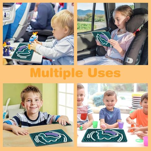 Dinosaur Sensory Activity Board,Silicone Dinosaur Fidget Toy for Kids Adult Duble Sided with 2 Portable Travel Bag 20 Strings for Fine Motor Skill, Stress Relief, Calming, Focus, ADHD and Autism in Saudi Arabia