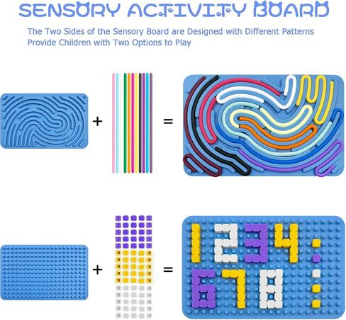Sensory Fidget Toys Calming Sensory Board,Silicone Sensory Activity Board for for Kids with Autism Stress Anxiety ADHD,Calm Down Travel Airplane Essentials Toys Sensory Toys for Kids (Blue) in Saudi Arabia