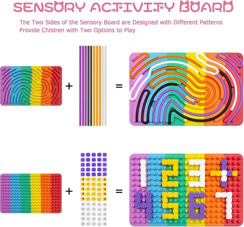 Sensory Fidget Toys Calming Sensory Board,Silicone Sensory Activity Board for for Kids with Autism Stress Anxiety ADHD,Calm Down Travel Airplane Essentials Toys Sensory Toys for Kids (Blue) in Saudi Arabia