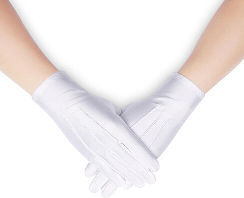 قفازات Nackiy البيضاء للرجال والنساء، قفازات المعصم سباندكس للهالوين، الكريسماس، حفلات الزفاف، الشرطة، عرض المجوهرات in Kuwait