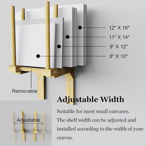 Art Storage Rack for Wall, Art Drying Rack, Bamboo Canvas Holder for Paintings for Drawing Board, Panel, Paper Pad for Art Studios, Artworks, Gallery (1, 9.7''W x 9.4''D x 20.8''H) in Kuwait