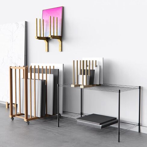 Art Storage Rack for Wall, Art Drying Rack, Bamboo Canvas Holder for Paintings for Drawing Board, Panel, Paper Pad for Art Studios, Artworks, Gallery (1, 9.7''W x 9.4''D x 20.8''H) in Kuwait