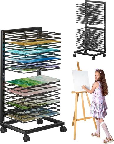 Art Drying Rack for Classroom,18 Removable Shelves, Painting Drying Rack with Wheels, Functional & Mobile Paint Drying Rack,Stack Rack for Classroom, Art Studios and Schools in Saudi Arabia