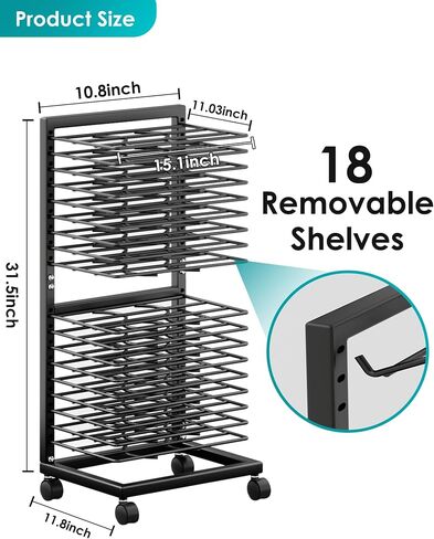 Art Drying Rack for Classroom,18 Removable Shelves, Painting Drying Rack with Wheels, Functional & Mobile Paint Drying Rack,Stack Rack for Classroom, Art Studios and Schools in Saudi Arabia