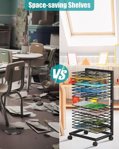 Art Drying Rack for Classroom,18 Removable Shelves, Painting Drying Rack with Wheels, Functional & Mobile Paint Drying Rack,Stack Rack for Classroom, Art Studios and Schools in Saudi Arabia
